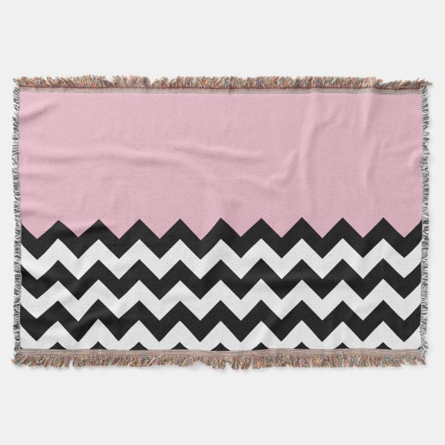 Cobertor Padrão de ziguezague preto e branco, Chevron, rosa (Frente)