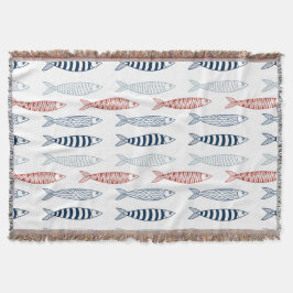 Cobertor Padrão Decorativo do Peixe de Sardinha do Mediterr
