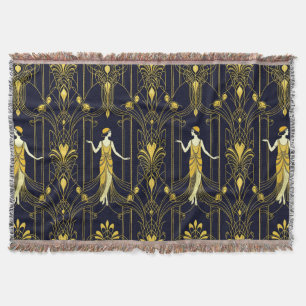 Cobertor Padrão decorativo dourado e preto Gabsy