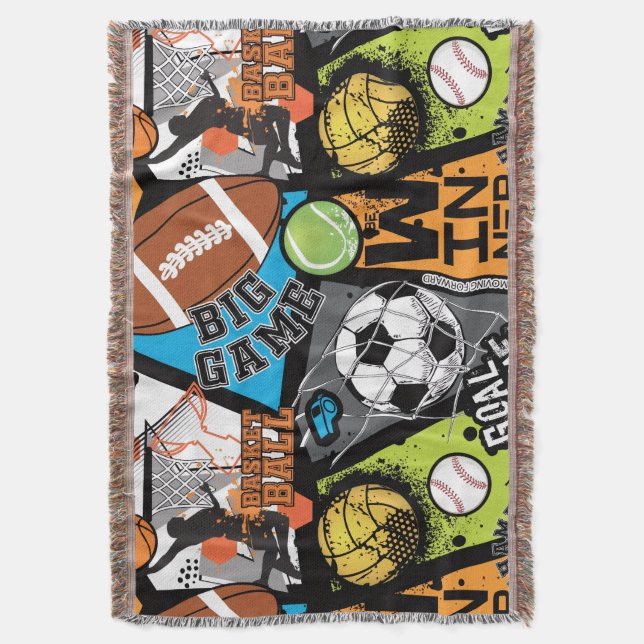 Cobertor Padrão Esportivo Com Bolas (Frente Vertical)