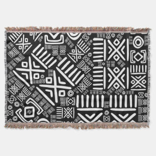 Cobertor Padrão étnico africano - preto e branco #6