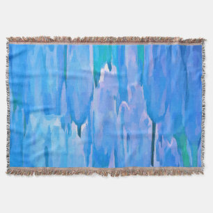Cobertor Padrão Floral Abstrato de Tulipas Azuis Francês