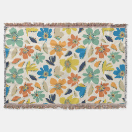 Cobertor Padrão Floral Boho Desenhado à Mão Abstrato