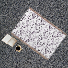 Cobertor Padrão Floral Boho Moderno Ameixa Branco
