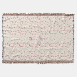 Cobertor Padrão Floral Boho Rosa Personalizado