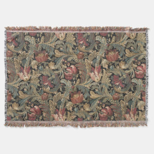 Cobertor Padrão Floral Botânico Vintage Sombrio e Mal-humor