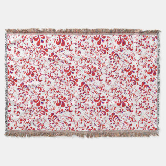 Cobertor Padrão floral branco-vermelho-branco-branco