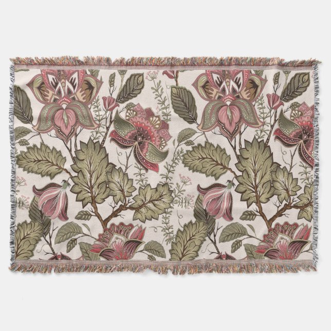 Cobertor Padrão floral cor-de-rosa poeirento vitoriano (Frente)