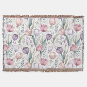 Cobertor Padrão Floral das Tulipas Escandinavas