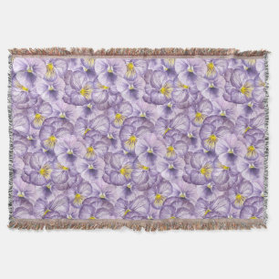 Cobertor Padrão floral de aquarela com pânico violeta
