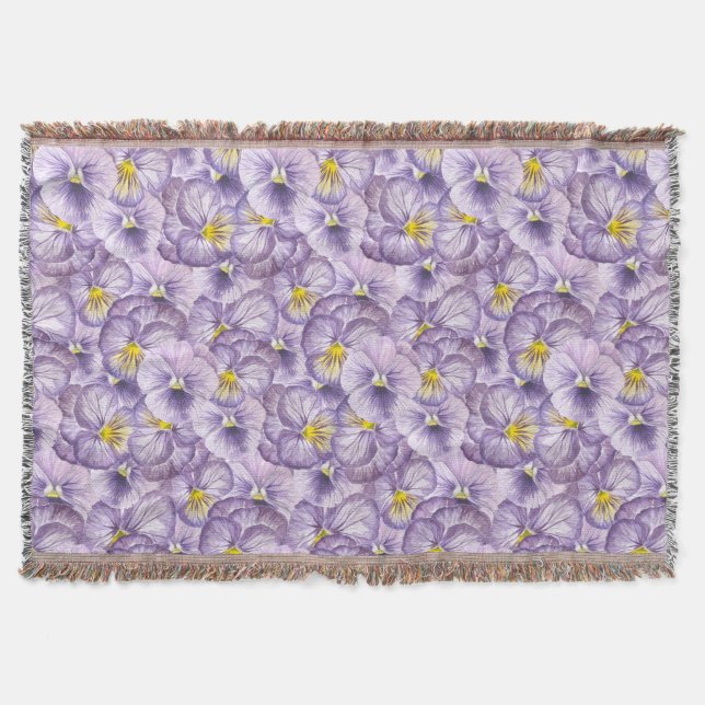 Cobertor Padrão floral de aquarela com pânico violeta (Frente)