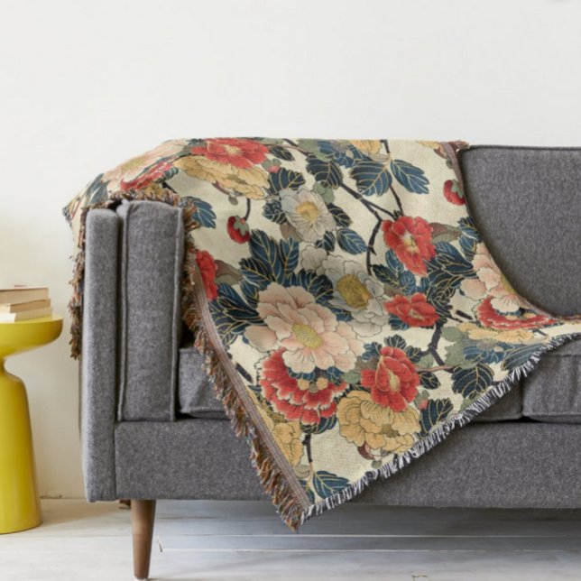 Cobertor Padrão Floral de Arte Ukiyo-E Japonês (Criador carregado)