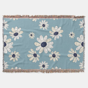 Cobertor Padrão Floral de Margarida Minimalista (2)