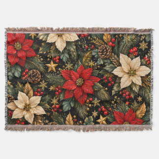 Cobertor Padrão Floral de Natal de Poinsettia de Luxo