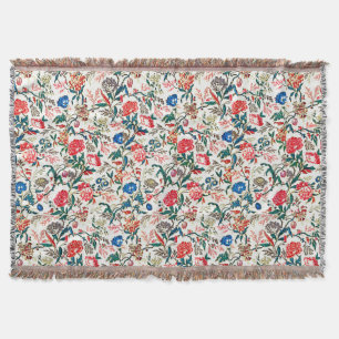 Cobertor Padrão Floral do século XIX Vermelho Verde Azul