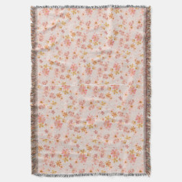 Cobertor Padrão Floral em Aquarela Rosa Bege