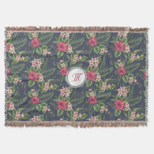 Cobertor Padrão Floral Hibiscus Monograma T Blanket