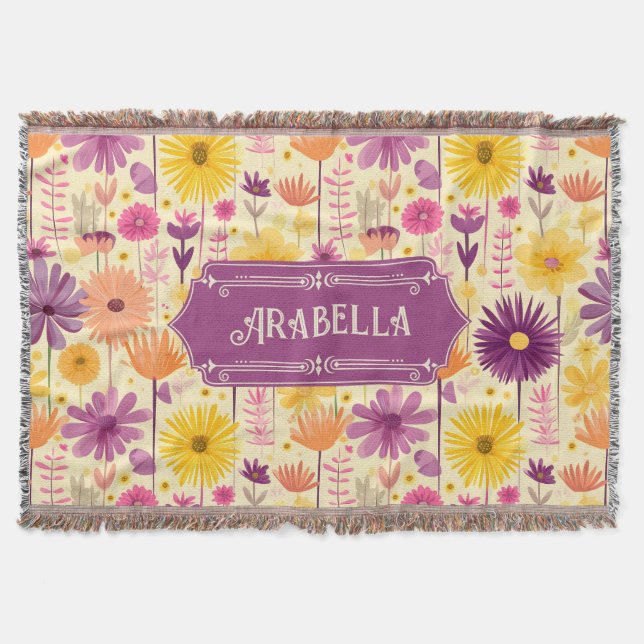 Cobertor Padrão Floral Moderno em Cascata Arabella (Frente)