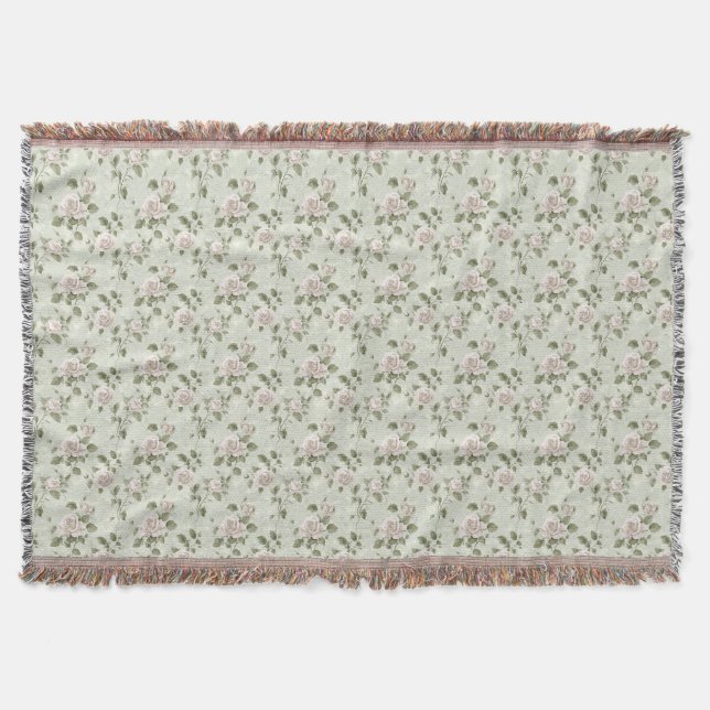 Cobertor Padrão floral neutro estilo retrô (Frente)