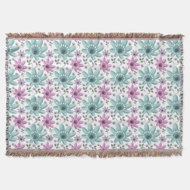 Cobertor Padrão Floral Pastel Sem Costura (Frente)
