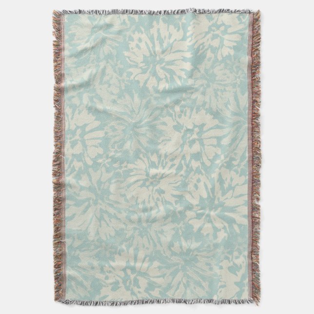 Cobertor Padrão floral retrô em estilo boho. (Frente Vertical)