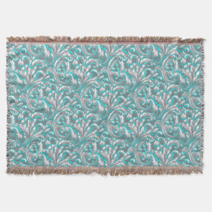 Cobertor Padrão floral sem costura da cinza aqua