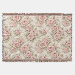 Cobertor Padrão Floral Sem Costura Rosa Vintage Elegante