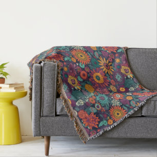 Cobertor Padrão Floral, Um Buquê de Flores Coloridas,