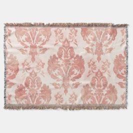 Cobertor Padrão Floral Vintage de Aquarela em Damasco Rosa