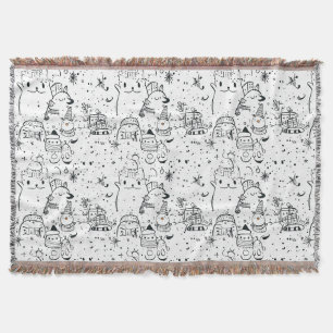 Cobertor Padrão Fofo de Natal de Inverno com Doodle (4)