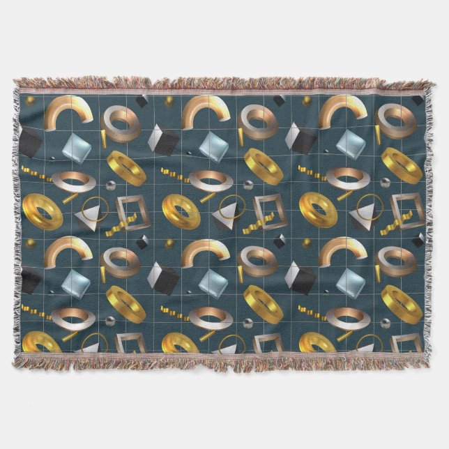 Cobertor Padrão Geométrico 3D (Frente)