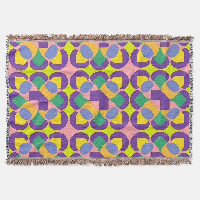 Cobertor Padrão Geométrico Abstrato Vibrante em Cores Inten (Frente)