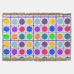 Cobertor Padrão Geométrico Abstrato Vibrante em Cores Inten