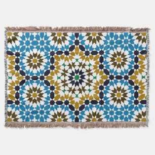 Cobertor Padrão Geométrico Boho Tradicional Mosaico Marroqu
