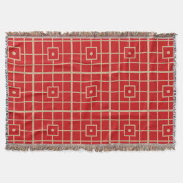 Cobertor Padrão Geométrico Chinês Vermelho e Dourado Tradic