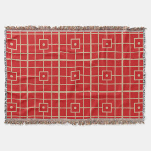 Cobertor Padrão Geométrico Chinês Vermelho e Dourado Tradic
