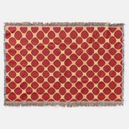 Cobertor Padrão Geométrico Com Círculos Vermelhos