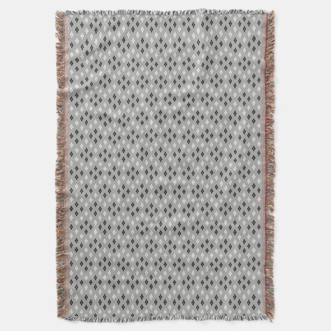 Cobertor padrão geométrico fino cinza preto e branco (Frente Vertical)