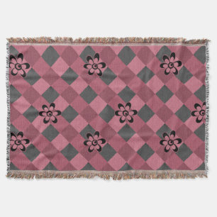 Cobertor Padrão geométrico rosa-cinza com flores