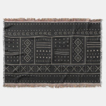 Padrão Geométrico Tribal Marfim Preto | Boho Moder