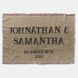Cobertor Padrão personalizado de burlap natural do casament
