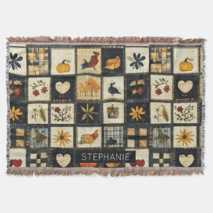 Cobertor Padrão Rustic Autumn Quilt Patchwork de fazenda