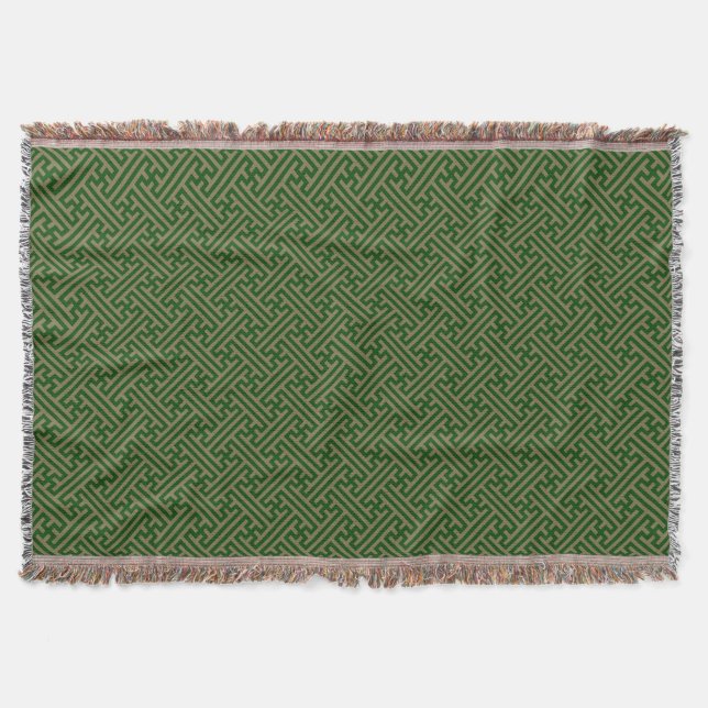 Cobertor Padrão Sayagata, japonês, verde e Dourado (Frente)