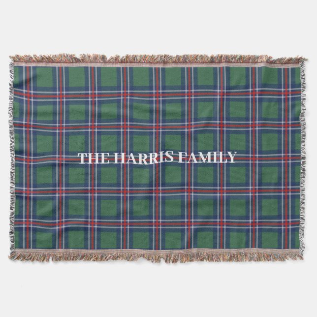 Cobertor Padrão tradicional de xadrez tartan personalizado (Frente)