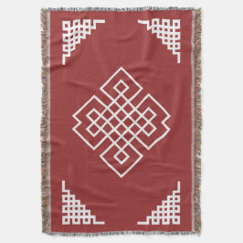 Cobertor Padrão Tradicional Mongol Vermelho e Branco