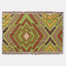 Cobertor Padrão Tribal Étnico Vermelho Verde Dourado