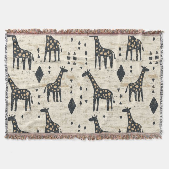 Cobertor Padrão Tribal Girafa Boho (Frente)