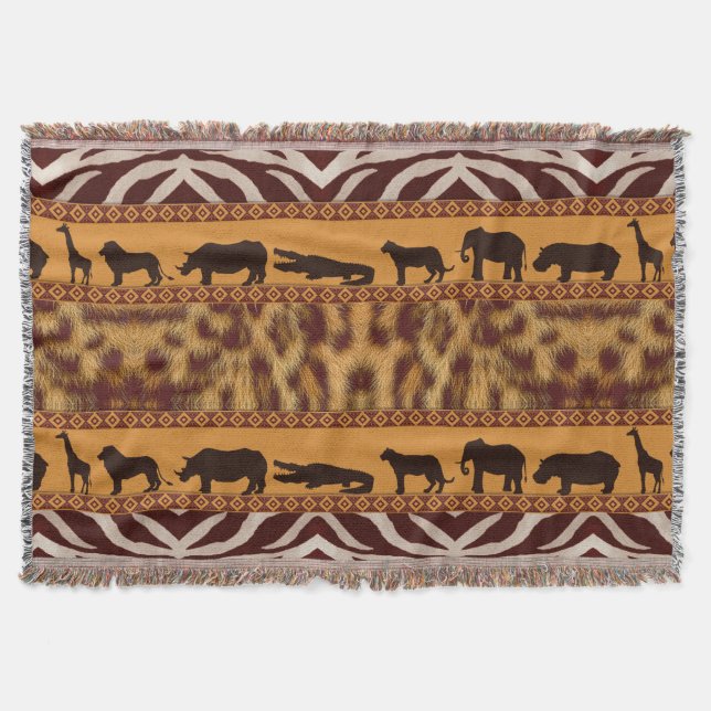 Cobertor Padrão Tribal Moderno de Leopardo Africano Impress (Frente)