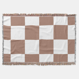 Cobertor Padrão verificado em branco e Mocha Mousse