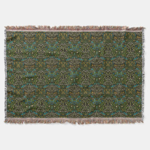 Cobertor Padrão Vintage Blackthorn Fundo Preto Morris Black